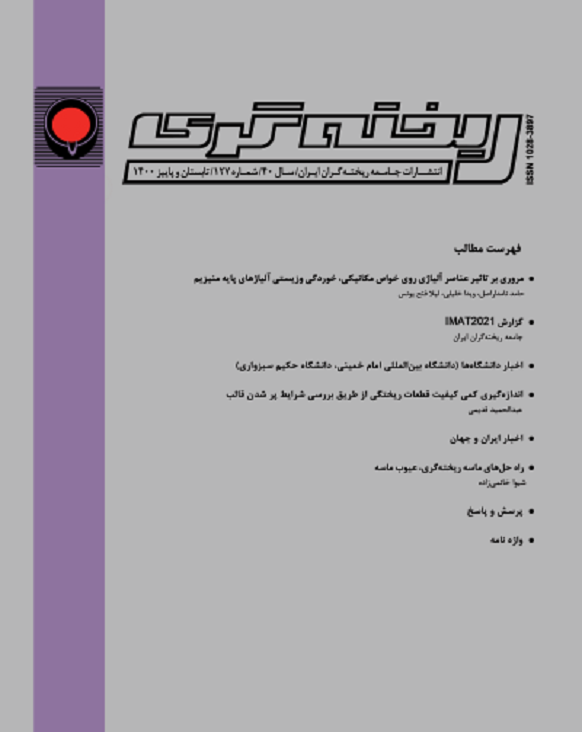 irfs انجمن علمی ریخته گری ایران، فصل نامه 127